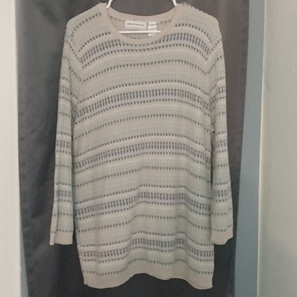 Khaki, green and blue sweater